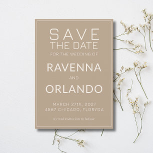 Reserva La Fecha Boda moderna Taupe Ivory Old Money