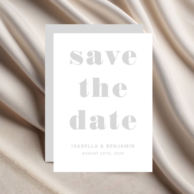 Reserva La Fecha Boda Moderna Tipografía Gris (Modern Gray Typography Wedding Save The Date)