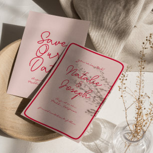 Reserva La Fecha Boda moderna única colorida retro escrita a mano