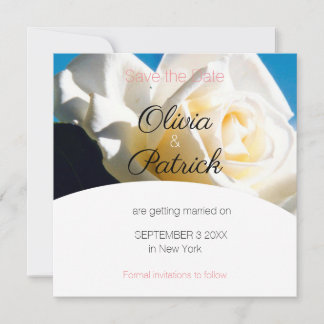 Reserva La Fecha Boda Moderna White Rose Guardar la Fecha