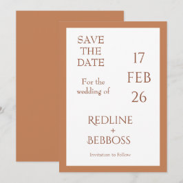 Reserva La Fecha Boda moderna y elegante de cobre suave