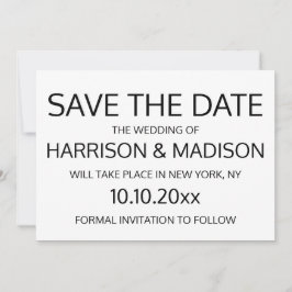 Reserva La Fecha Boda moderno blanco y negro Guardar la fecha