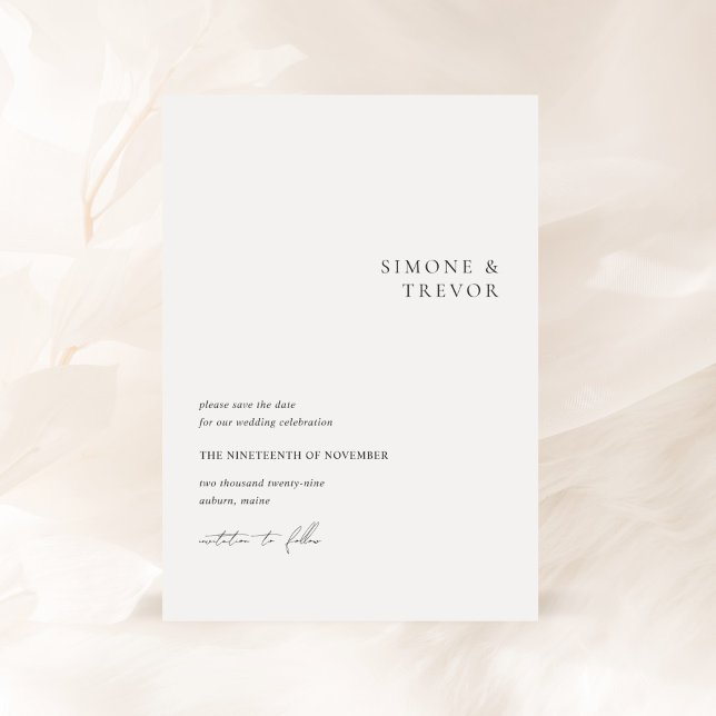 Reserva La Fecha Boda moderno blanco y negro limpio (Subido por el creador)