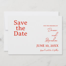 Reserva La Fecha Boda moderno blanco y rojo con amapola