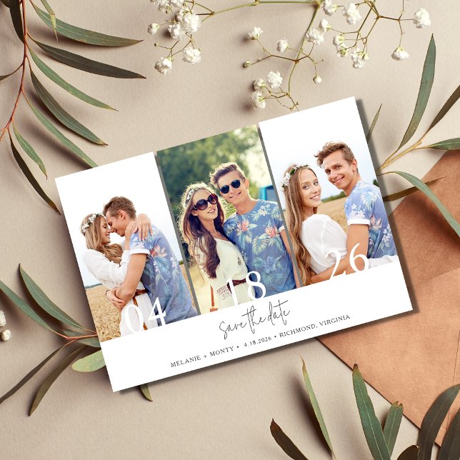 Reserva La Fecha Boda moderno de 3 Collages de fotos (Subido por el creador)