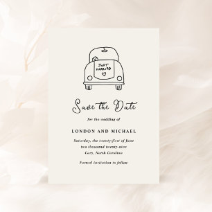 Reserva La Fecha Boda moderno de carros dibujados a mano