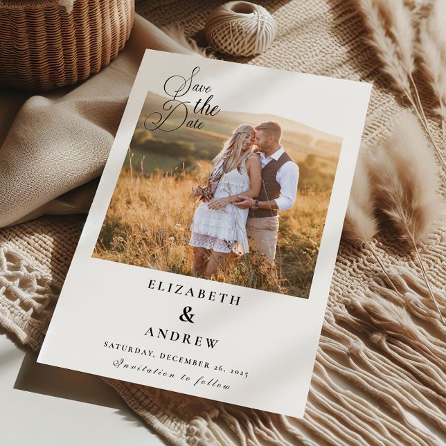 Reserva La Fecha Boda moderno de escritura negra fotográfica (Subido por el creador)