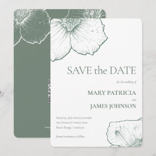 Reserva La Fecha Boda moderno de floral verde sabio minimalista