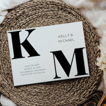 Boda moderno en negrita monograma Black Initials