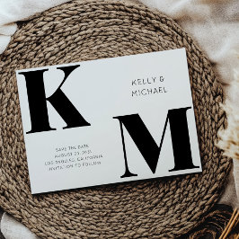 Reserva La Fecha Boda moderno en negrita monograma Black Initials