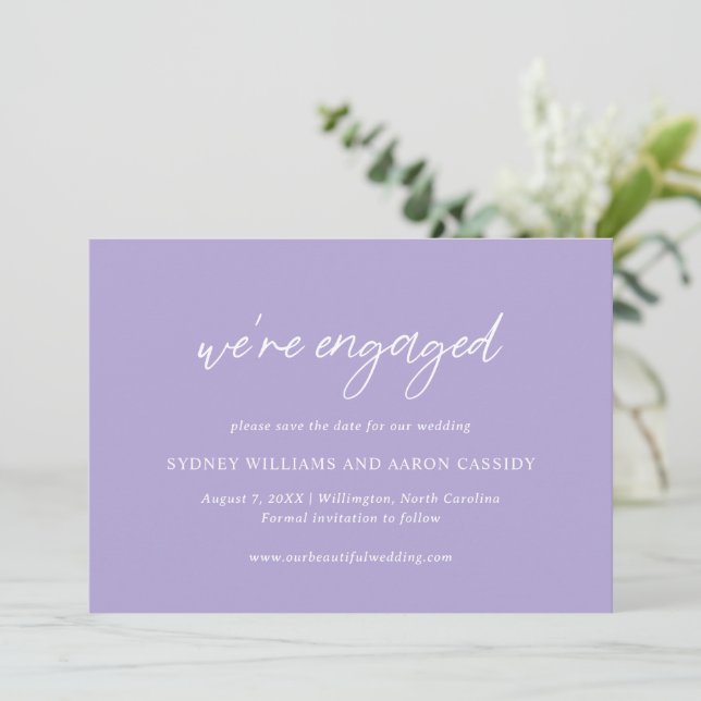 Reserva La Fecha Boda moderno Lavender de Sydney (Anverso de pie)