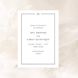 Reserva La Fecha Boda moderno monograma blanco y negro eterno