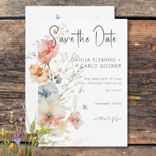 Reserva La Fecha Boda moderno Pastel Loose Wildflowers