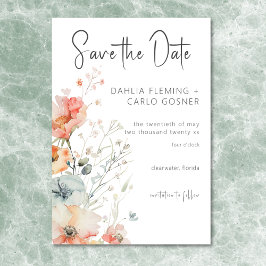 Reserva La Fecha Boda moderno Pastel Loose Wildflowers