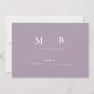 Reserva La Fecha Boda Monograma De Lavanda Sleek Simple Ahorra El D