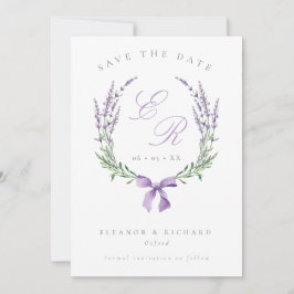 Reserva La Fecha Boda Monograma Lavender Wreath & Bow
