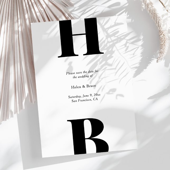 Reserva La Fecha Boda monograma moderno de tipografía negra (Subido por el creador)