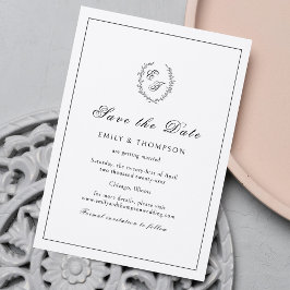 Reserva La Fecha Boda monograma Wreath Elegante