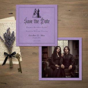 Reserva La Fecha Boda Morada Vintage Gótica Negra Toile