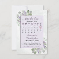 Boda morado del calendario de lavanda de eucalipto