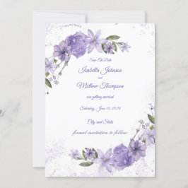 Reserva La Fecha Boda morado floral