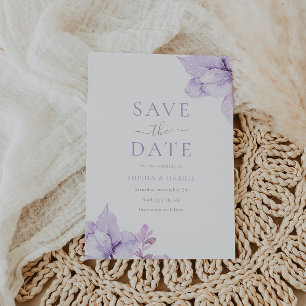 Reserva La Fecha Boda morado floral acuarela asombrosa