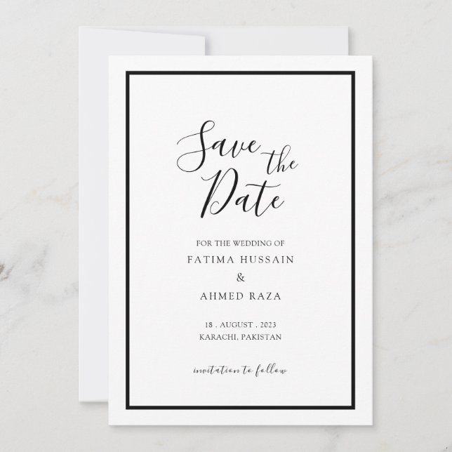 Reserva La Fecha Boda Musulmana Minimalista Moderna Save The Date (Anverso)
