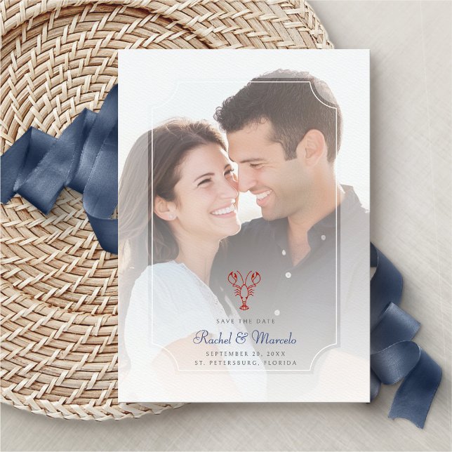 Reserva La Fecha Boda Nautical Lobster Photo Wedding Salva la fecha (Subido por el creador)