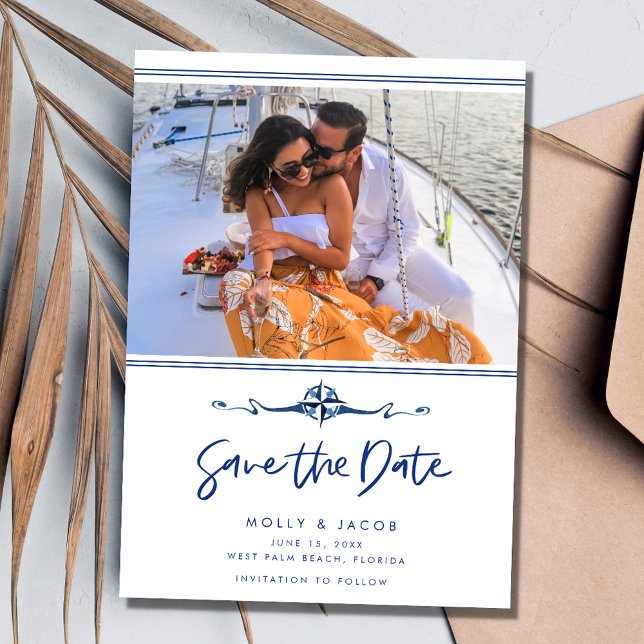 Reserva La Fecha Boda Nautical Photo Beach (Nautical Photo Beach Wedding Save The Date)