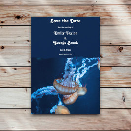 Reserva La Fecha Boda Náutico de la medusa submarina azul de la mar