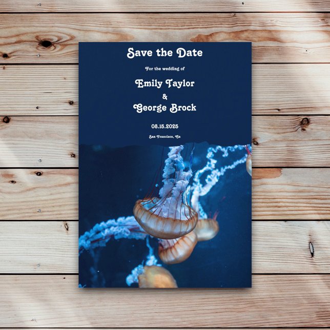 Reserva La Fecha Boda Náutico de la medusa submarina azul de la mar (Subido por el creador)