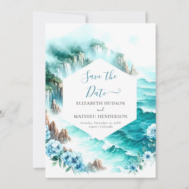 Reserva La Fecha Boda Náutico de Tipografía Rústica (Anverso)