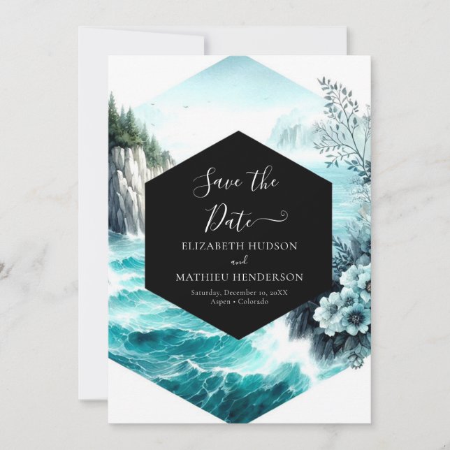 Reserva La Fecha Boda Náutico Personalizado elegante (Anverso)