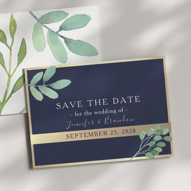 Reserva La Fecha Boda Navy Gold y Greenery (Subido por el creador)