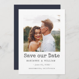 Reserva La Fecha Boda Navy Simple SQUARE Photo ahorra la fecha