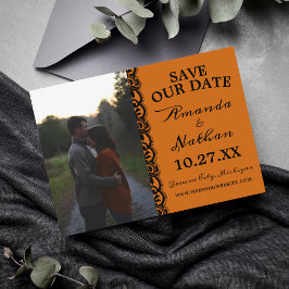 Reserva La Fecha Boda negro Naranja de Halloween en Gothic Lace