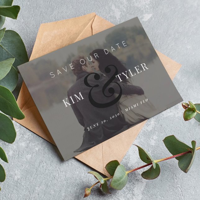 Reserva La Fecha Boda negro superpuesto de fotografía moderna (Subido por el creador)