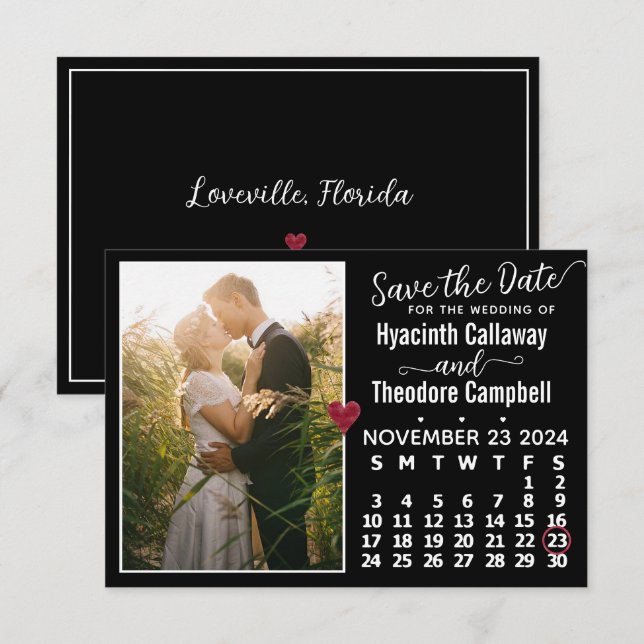 Reserva La Fecha Boda Noviembre 2024 Personalizado de calendario Fo (Anverso / Reverso)