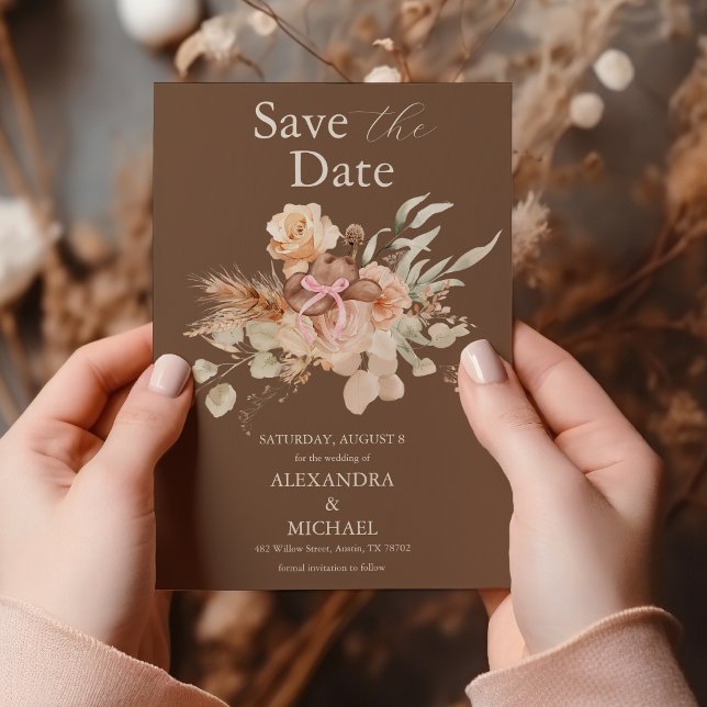 Reserva La Fecha Boda Occidental Floral Boho (Subido por el creador)