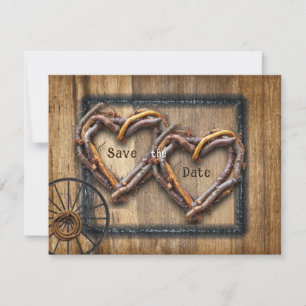 Reserva La Fecha Boda Occidental Twig Frames, Wagon Wheel , Lasso