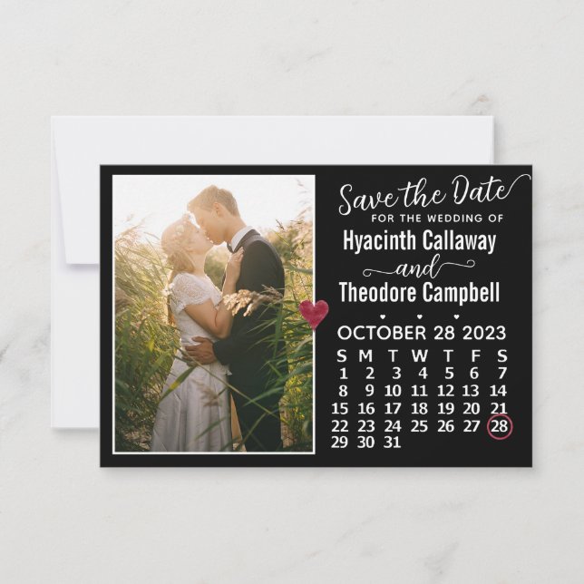 Reserva La Fecha Boda Octubre 2023 Personalizado de calendario Foto (Anverso)