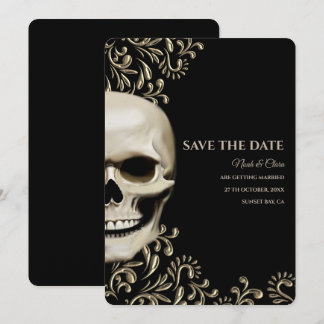 Reserva La Fecha Boda oscura étnica gótica oscura calavera Hallowed