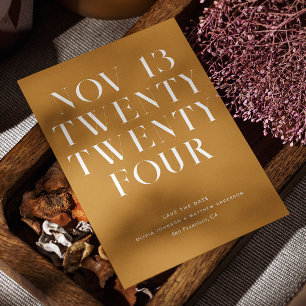 Reserva La Fecha Boda Otoñal en Mostaza Marrón   Otoño Minimalista