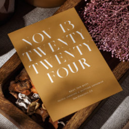 Reserva La Fecha Boda Otoño Mostaza Marrón | Minimalista Otoñal