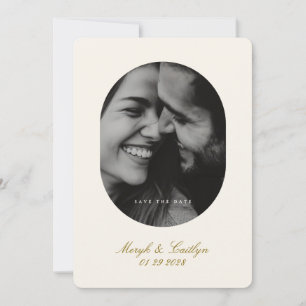Reserva La Fecha Boda oval elegante caligrafía foto
