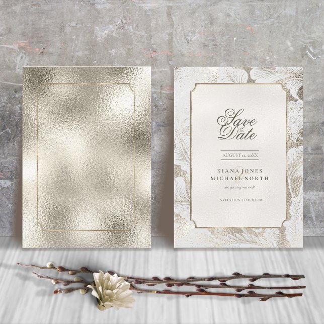 Reserva La Fecha Boda Paisley formal Champagne ID767 (Subido por el creador)