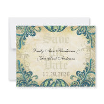Boda Paisley Peacock Colours Save the Date