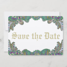 Boda Paisley Peacock Colours Save the Date