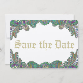 Reserva La Fecha Boda Paisley Peacock Colours Save the Date