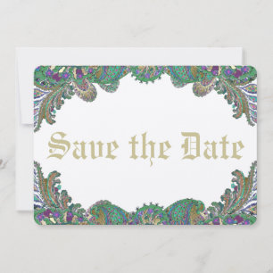 Reserva La Fecha Boda Paisley Peacock Colours Save the Date